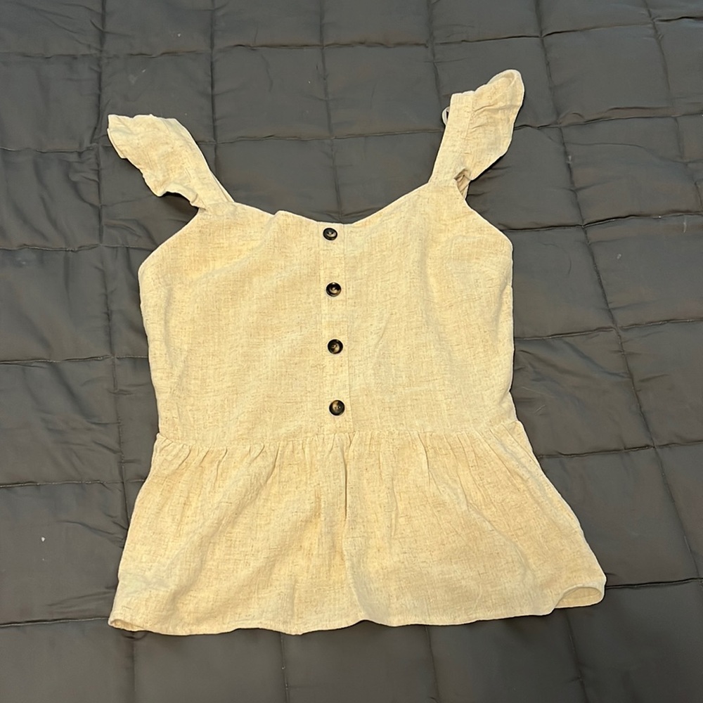 Beige Peplum Top
